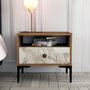 Hanah Home Lizbon 531 Mesilla de Noche Nogal y Blanco